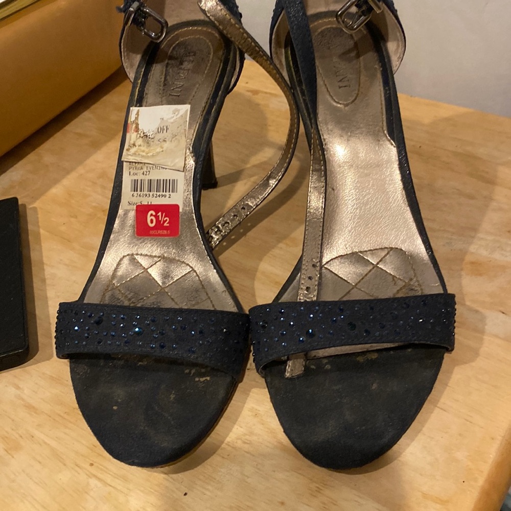 Alfani blue high heels with ankle strap and small stones size 6.5